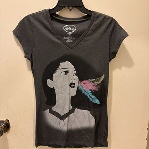 Disney Women's Charcoal Tee with Feather Graphic
